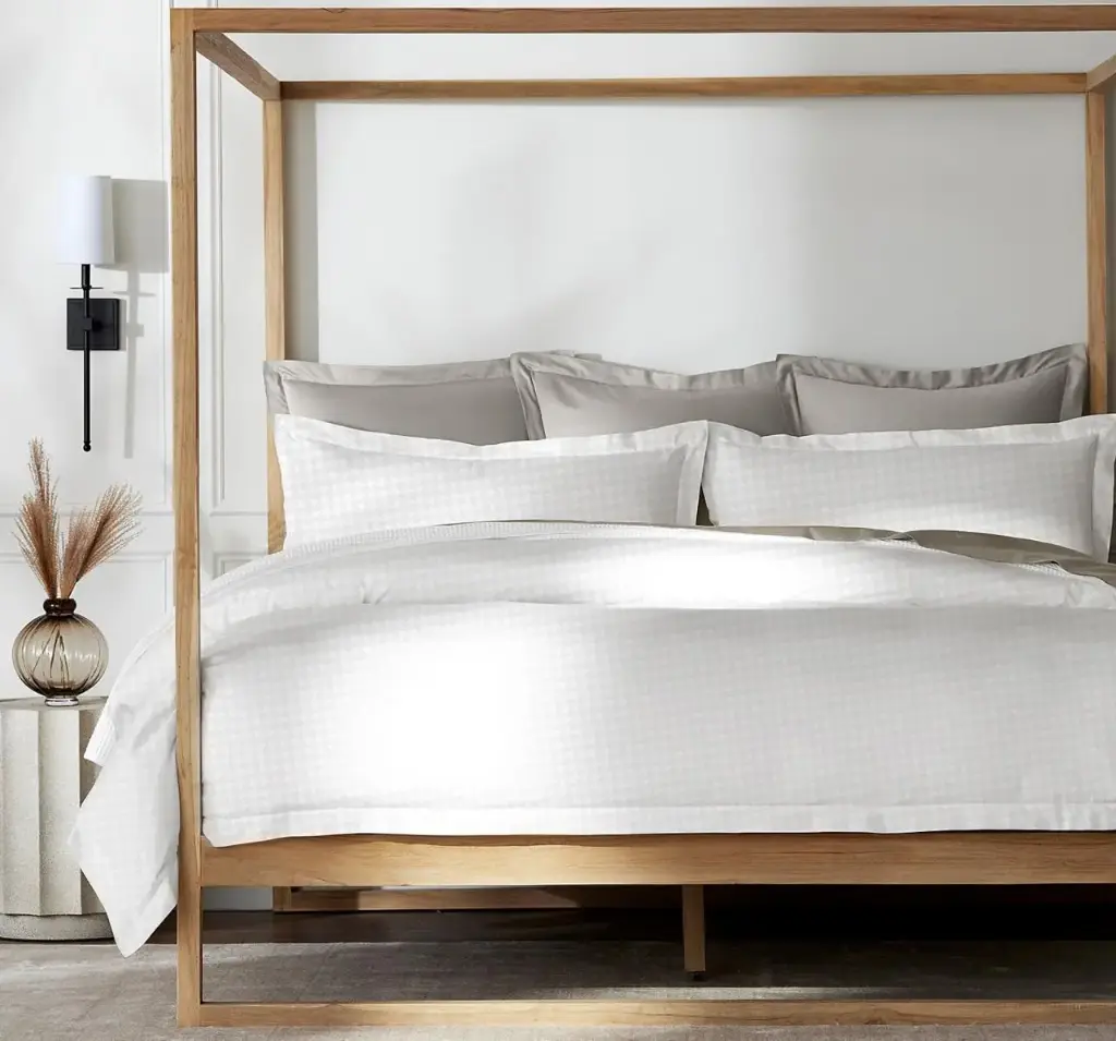 Parure de Lit Jaquard Pied de Poule Satin de Coton Egyptien 600fils